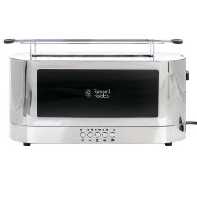 Russell Hobbs Stainless Steel 2 Slice Long Toaster with Black Glass Accent